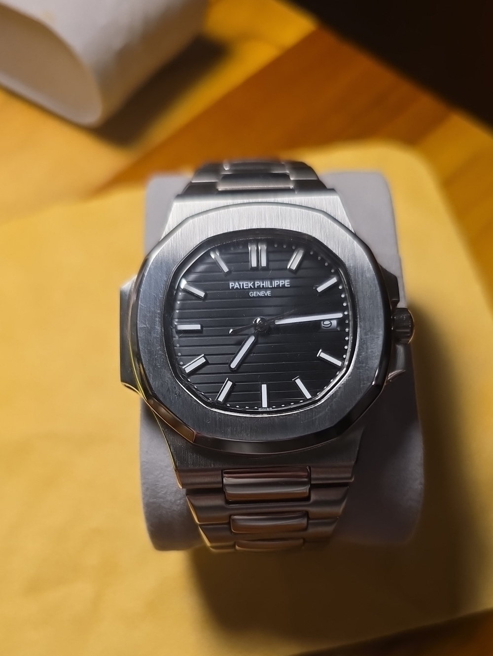Patek Philippe Men’s Stainless Steel Watch – Black Dial (Inauthentic)